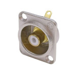Neutrik NF2D-9, RCA female socket, white washers, nickel housing, gold plated contacts
