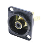 Neutrik NF2D-B-0, RCA female socket, black washers, black chrome housing, gold plated contacts