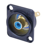 Neutrik NF2D-B-6, RCA female socket, blue washers, black chrome housing, gold plated contacts