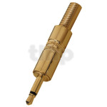 Mono metal male 3.5 mm mini-Jack plug, gold-plated, shielding and cable bending protection, for 4.5 mm diameter cable