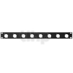 19 inch rack pannel, 1U, black, steel, with eight holes for D-series (NL4MP, NL2MP…)