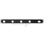 19 inch rack pannel, 1U, black, steel, with four holes for D-series (NL4MP, NL2MP…) and one for IEC plug