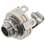 Mono 6.3 mm female jack chassis socket, chromium-plated, with switch
