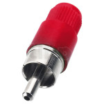 RCA male plastic plug, chromium-plated, red body, for 5.5 mm diameter cable