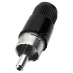 RCA male plastic plug, chromium-plated, black body, for 5.5 mm diameter cable