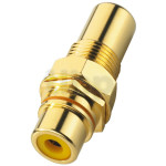 RCA female plug, seamless, yellow ring, gold plated