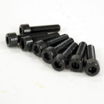 Set of 8 black steel screw, M5 diameter, 20 mm lenght, cylindrical head