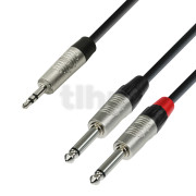 Adam Hall Cables Série 4 Star - Câble Audio REAN Jack 3,5 mm stéréo vers 2 x Jack 6,35 mm mono 6,0 m