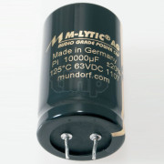 Mundorf MLGO63 capacitor, 22000µF ±20%, 63VDC, Ø35xH70mm, 1.2mm connections 10mm pitch
