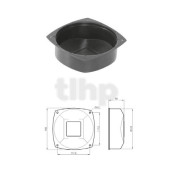 Black ABS housing for interior handle, 150 x 150 x 55 mm