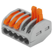 WAGO quick connector strip with operating levers, 5 conductors, 0.08 to 4 mm² in flexible / max 2.5 mm² in rigid, 400V/32A, 26.6x14.5x20.5mm