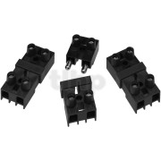 Set of 3 black blocks of two-way fittings, screw connections, for conductor diameter max 3 mm, max 400V / 16A
