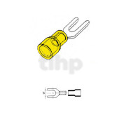 Set of 10 fork terminals, 6.35 mm set of 10 pieces, yellow insulation, for conductors 4.0 to 6.0 mm²