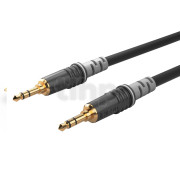 0.6m patch cable, with 3.5 mm stereo mini-Jack plugs, Sommercable HBA-3S, black, with Hicon gold plated contact connectors