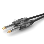 0.3m audio instrument cable, with male 6.35 Jack mono plug, Sommercable HBA-6M, black, with gold plated contact connectors
