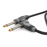 1.5m audio instrument cable, with 6.35 mm elbow Jack mono plug to 6.35 mm Jack mono plug, Sommercable HBA-6M6A, black, with Hicon gold plated contact connectors