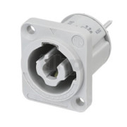 Neutrik NAC3MPXXB, lockable powerCon chassis, grey, 16A / 250VAC, for power-in