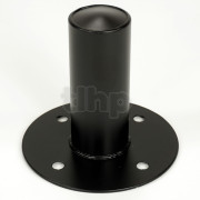 Recessed black steel cabinet flange, robust, front 110 mm, total depth 100 mm, for speaker stands with 35 mm diameter tube
