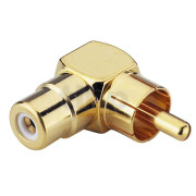 High-end right-angled RCA female to RCA male adapter, gold-plated metal body