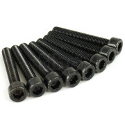 Set of 8 black steel screw, M6 diameter, 40 mm lenght, cylindrical head