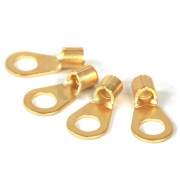 Set of four Mundorf ring cable lugs for crimping or soldering, M6, gold-plated copper-Beryllium, for wires from 1.5 to 2.5 mm²