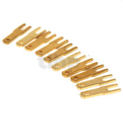 Set of 10 gold-plated 2.8 mm male flat connectors, for 2.8 mm Fast-on terminals