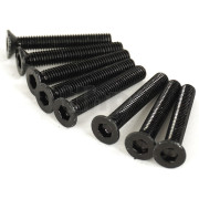 Set of 8 black zinc-plated steel screw, M6 diameter, 40 mm lenght, countersunk head