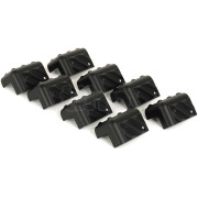 Set of 8 black ABS plastic speaker corner, stackable, 83.5 x 58 mm, 2 legs