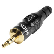 Hicon J35S02 mini jack plug, black steel body, white marking, 3 poles, gold-plated contacts