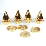Set of four gold-plated finish steel decoupling points, with cup and claw nut, adjustable between 17 and 23 mm in height with M6 screw thread