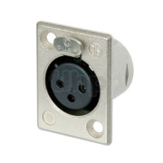 Neutrik NC3FP-1, 3 pole female receptacle, solder cups, nickel housing, silver contacts