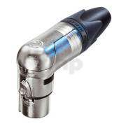 Neutrik NC3FRX, 3 pole right angle female XLR cable connector, nickel housing, silver contacts