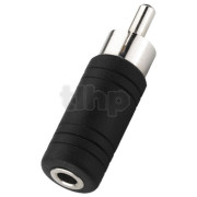 RCA male adapter to 3.5 mm mono female mini-jack, black plastic body