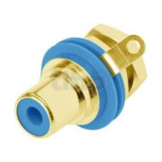 RCA 2-pole female chassis connector, REAN NYS367-6, blue, black shell, gold plated contacts