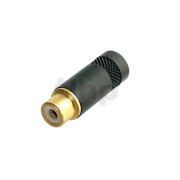 RCA 2-pole female connector, REAN NYS372P-BG, black, gold plated contacts
