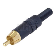 RCA 2-pole male connector, REAN NYS373-0, black, black shell, gold plated contacts