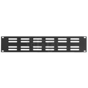 19 inch rack pannel, 2U, black, steel, Monacor RCP-8722U, with ventilation slots