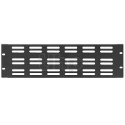 19 inch rack pannel, 3U, black, steel, Monacor RCP-8723U, with ventilation slots