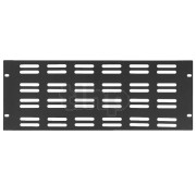 19 inch rack pannel, 4U, black, steel, Monacor RCP-8724U, with ventilation slots