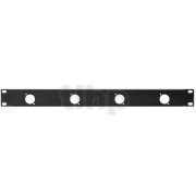 19 inch rack pannel, 1U, black, steel, with four holes for D-series (NL4MP, NL2MP…)