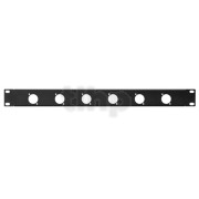 19 inch rack pannel, 1U, black, steel, with six holes for D-series (NL4MP, NL2MP…)