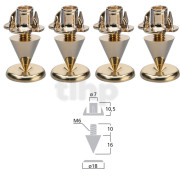 Set of small speaker spikes Monacor SPS-10/GO, gold plated