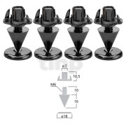 Set of small speaker spikes Monacor SPS-10/SC, black chromium-plated