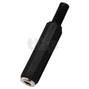 Mono plastic female 6.3 mm Jack plug, cable bending protection, for 6.3 mm diameter cable