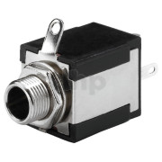 Mono 6.3 mm female jack chassis socket, plastic body, uninsulated, with switch
