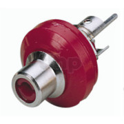 High quality insulated female RCA chassis socket, red marking, nickel plated, diameter 19 mm