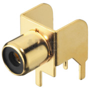 Female RCA chassis socket, black mark, gold plated, 7.5 mm diameter hole