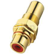 RCA female plug, seamless, red ring, gold plated