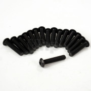 Set of 16 black steel screw, M4 diameter, 30 mm lenght, pan head