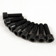 Set of 8 black steel screw, M6 diameter, 20 mm lenght, cylindrical head